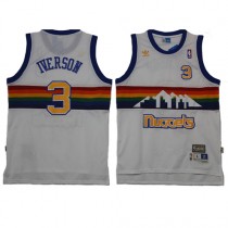 NBA Denver Nuggets 3 Allen Iverson Throwback Jersey White Rainbow Swingman Hardwood Classics