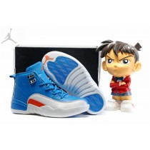 Cheap New Air Jordan 12 Blue White Orange Shoes For Sale