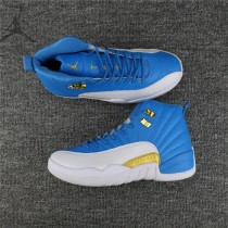 Cheap New Air Jordan 12 White Blue Gold Shoes For Sale