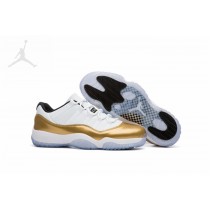 Cheap Retro Jordans 11 Low Olympic White and Metallic Gold For Men