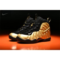 Kids Cheap Nike Foamposites Pro Metallic Gold Black For Sale