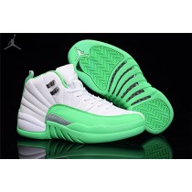 Nice Cheap Jordans 12 GS White Green For Girls Sale Online