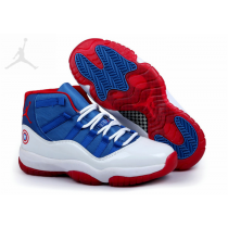 Nike Air Captain America Jordans 11 For Cheap White Blue Red