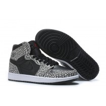 Air Jordan 1 Black Elephant Print High Basketball Shoes