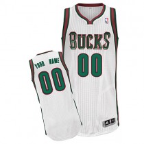 Bucks Custom Authentic White NBA Jersey