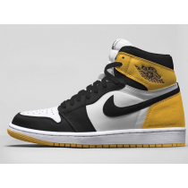 Perfect Air Jordan Retro 1 Black Yellow Basketball Shoes