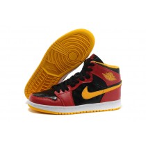 Perfect Air Jordan Retro 1 Red Yellow Basketball Shoes