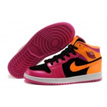 Women's Air Jordan 1 Black Pink Orange Basketball Shoes