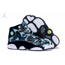 Womens Air Jordans 13 GS Army Camo Custom Black White Sale