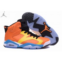 Best Air Jordan Retro 6 Orange Yellow Blue Shoes Sale Online