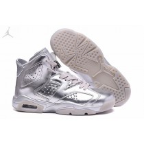 Cheap Air Jordan 6 Custom All Silver Newest For Women Sale