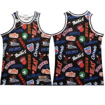 Cheap All Over Eastern Western Retro NBA Team Logo Black Jerseys