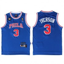 Cheap Allen Iverson 10TH 76ers Throwback Blue NBA Jerseys