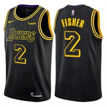 Cheap Derek Fisher Black NBA Lakers City Jersey For Sale
