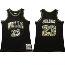 Cheap Michael Jordan Vintage Bulls Black Straight Fire Camo Jersey