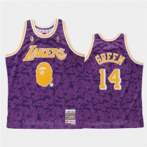 Danny Green Lakers Purple BAPE X Mitchell Classic Jersey For Men