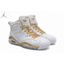 New Air Jordan 6 Retro Gold Medal White Gold Shoes Sale