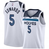 Unisex Nike Anthony Edwards White Minnesota Timberwolves Swingman Badge Player Jersey - Association Edition