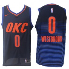 Nike NBA Oklahoma City Thunder 0 Russell Westbrook Jersey Navy Blue Authentic Statement Edition