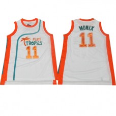 Flint Tropics 11 Ed Monix White Semi-Pro Movie Stitched Basketball Jersey