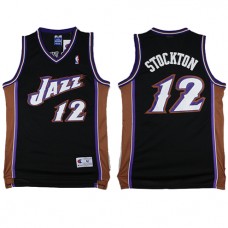 NBA Utah Jazz 12 John Stockton Throwback Jersey Black Swingman Hardwood Classics