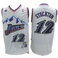 NBA Utah Jazz 12 John Stockton Throwback Jersey Mountain White Swingman Hardwood Classics