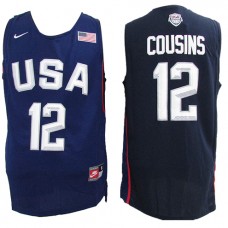 Nike USA 12 DeMarcus Cousins 2016 Dream Team Stitched NBA Jersey Navy Blue