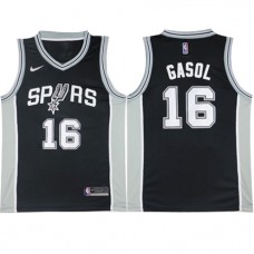 Nike NBA San Antonio Spurs 16 Pau Gasol Jersey Black Swingman Icon Edition