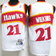 NBA Atlanta Hawks 21 Dominique Wilkins Throwback Jersey White Swingman Hardwood Classics