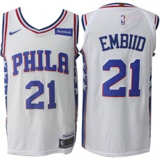 Nike NBA Philadelphia 76ers 21 Joel Embiid Jersey White Authentic Association Edition