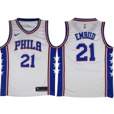 Nike NBA Philadelphia 76ers 21 Joel Embiid Jersey White Swingman Icon Edition