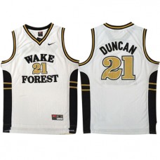 Nike NCAA WakeForest 21 Tim Duncan Jersey White Hardwood Classics
