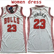 Womens Michael Jordan Bulls White Dress NBA Jersey Cheap