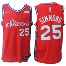 Nike NBA Philadelphia 76ers 25 Ben Simmons Jersey Red Authentic Edition