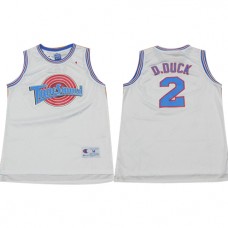 Space Jam Tune Squad 2 Daffy Duck White Movie Stitched Basketball Jersey