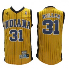 NBA Indiana Pacers 31 Reggie Miller Throwback Jersey Yellow Hardwood Classics Soul Swingman