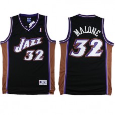 NBA Utah Jazz 32 Karl Malone Throwback Jersey Black Swingman Hardwood Classics