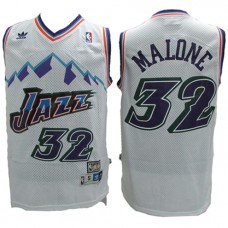 NBA Utah Jazz 32 Karl Malone Throwback Jersey Mountain White Swingman Hardwood Classics