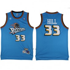 NBA Detroit Pistons 33 Grant Hill Throwback Jersey Blue Swingman Hardwood Classics