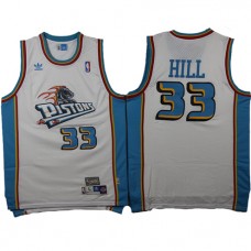 NBA Detroit Pistons 33 Grant Hill Throwback Jersey White Swingman Hardwood Classics