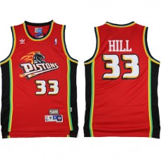 NBA Detroit Pistons 33 Grant Hill Throwback Jersey Red Swingman Hardwood Classics