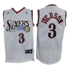 NBA Philadelphia 76ers 3 Allen Iverson Throwback Jersey White Swingman Hardwood Classics