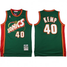 NBA Seattle Supersonics 40 Shawn Kemp Throwback Jersey Green With Red Swingman Hardwood Classics