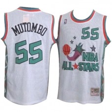 Nike NBA Denver Nuggets 55 Dikembe Mutombo 1996 All Star Jersey White Throwback