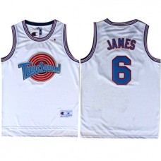 Space Jam Tune Squad 6 LeBron James White Stitched Basketball Jersey
