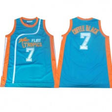 Flint Tropics 7 Coffee Black Blue Semi-Pro Movie Stitched Basketball Jersey