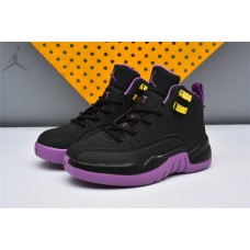 Boys New Cheap Jordans 12 Hyper Violet Black Purple Sneakers Sale