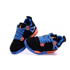 Buy Boys Air Jordan 4 Retro Cavs Black Blue Orange Shoes