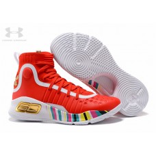 Buy Cheap UA Curry 4 IV CNY Red White Gold Multicolor Sneakers