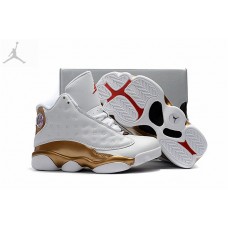 Cheap 2017 Boys Jordan 13 DMP White Metallic Gold Shoes Online